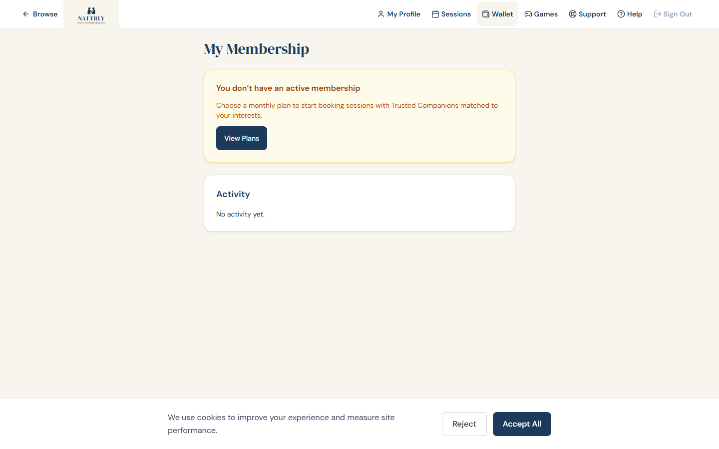 Member wallet and subscription overview